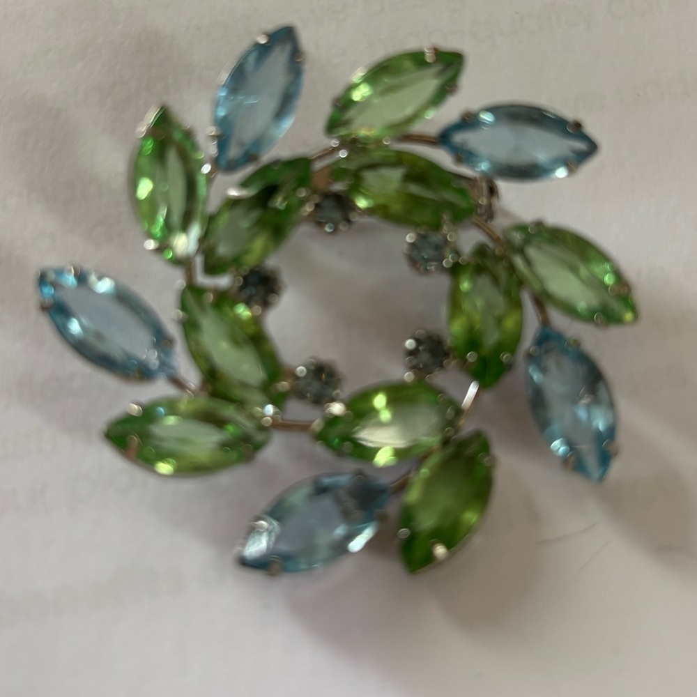 Vintage Green and Blue Gemstone Brooch